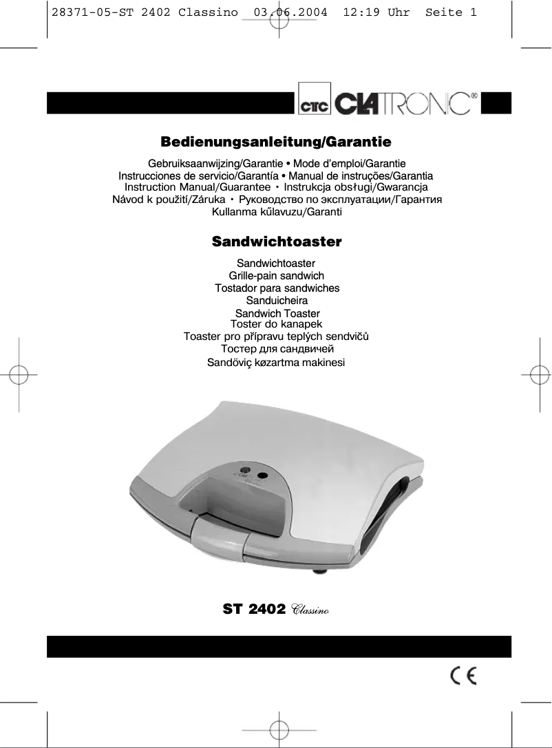 Page 1 de la notice Manuel utilisateur Clatronic ST 2402