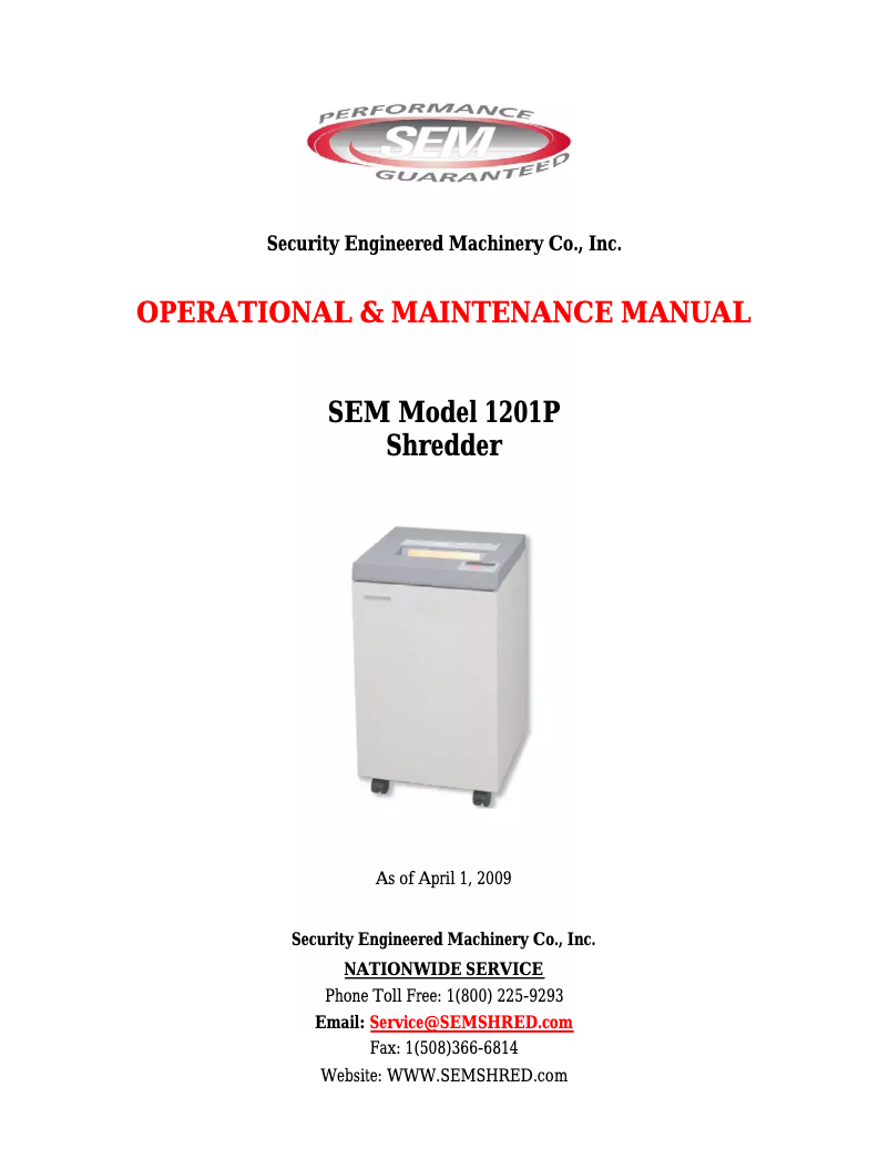 Page n°1 - Manuel utilisateur SEM 1201P