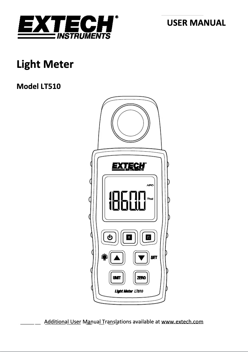 Página 1 del manual Manual de usuario Extech LT510