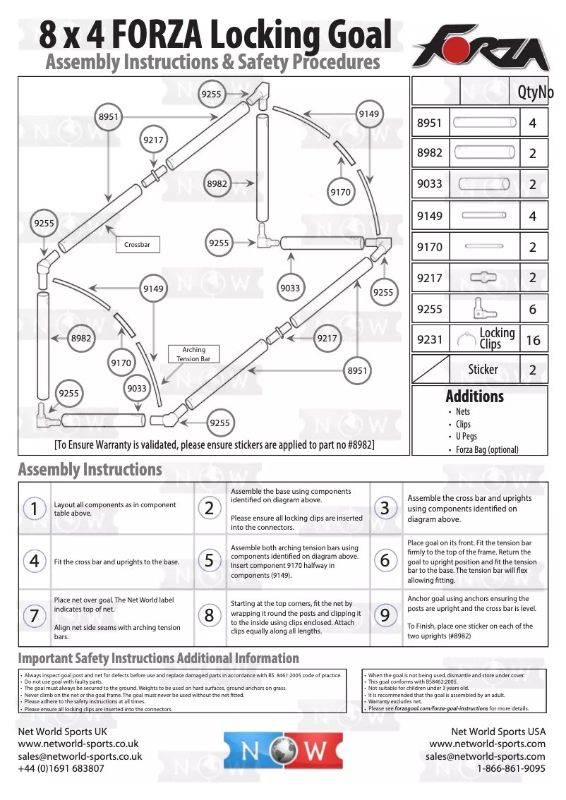 Page 1 de la notice Manuel utilisateur Forza 8x4 Locking