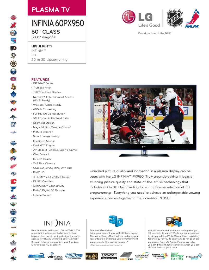 Página 1 del manual Ficha técnica LG 60PX950