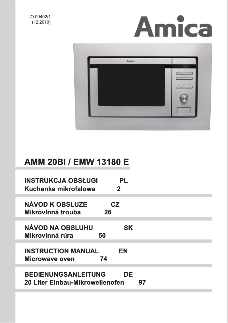 Page 1 de la notice Manuel utilisateur Amica AMM 20BI