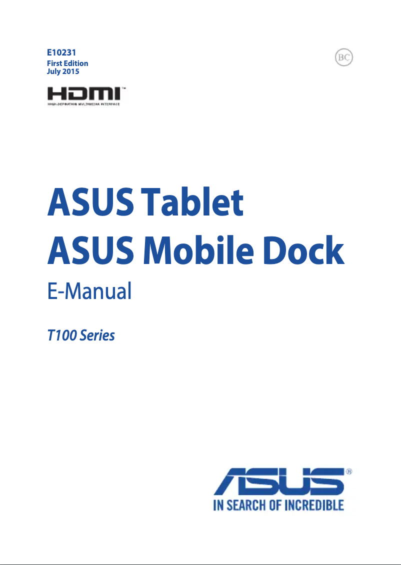 Page 1 de la notice Manuel utilisateur Asus Transformer T100HA