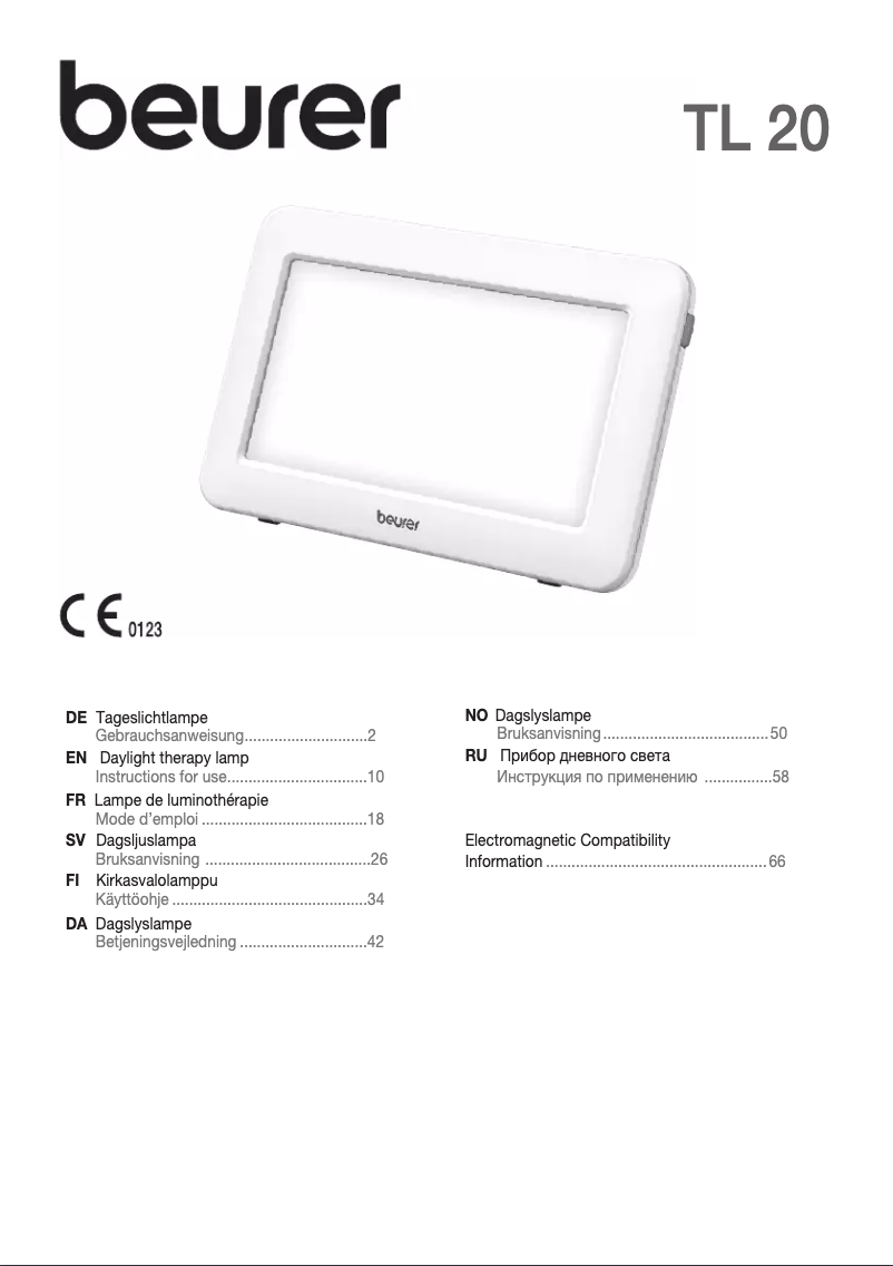 Page 1 de la notice Manuel utilisateur Beurer TL20