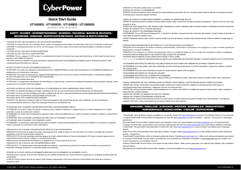 Page 1 de la notice Manuel utilisateur CyberPower UT1050EIG