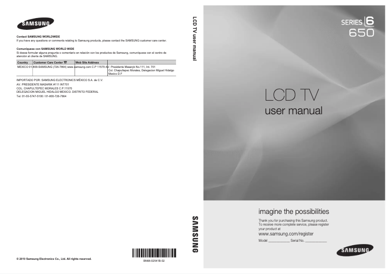 Image de la première page du manuel de l'appareil LN32C650