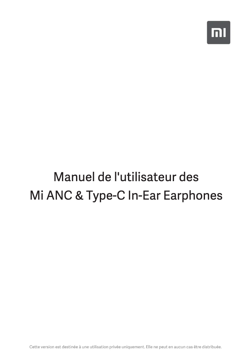 Image de la première page du manuel de l'appareil Mi ANC & Type-C In-Ear Earphones