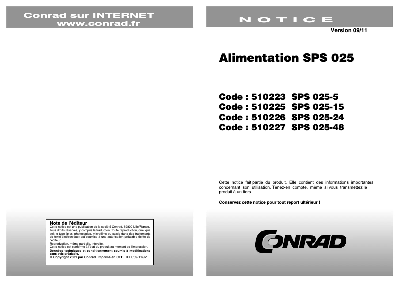 Page 1 de la notice Manuel utilisateur SunPower SPS 025-48
