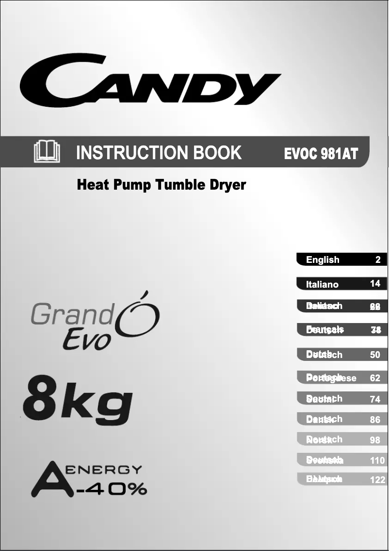 Page 1 de la notice Manuel utilisateur Candy EVOC 981AT-S