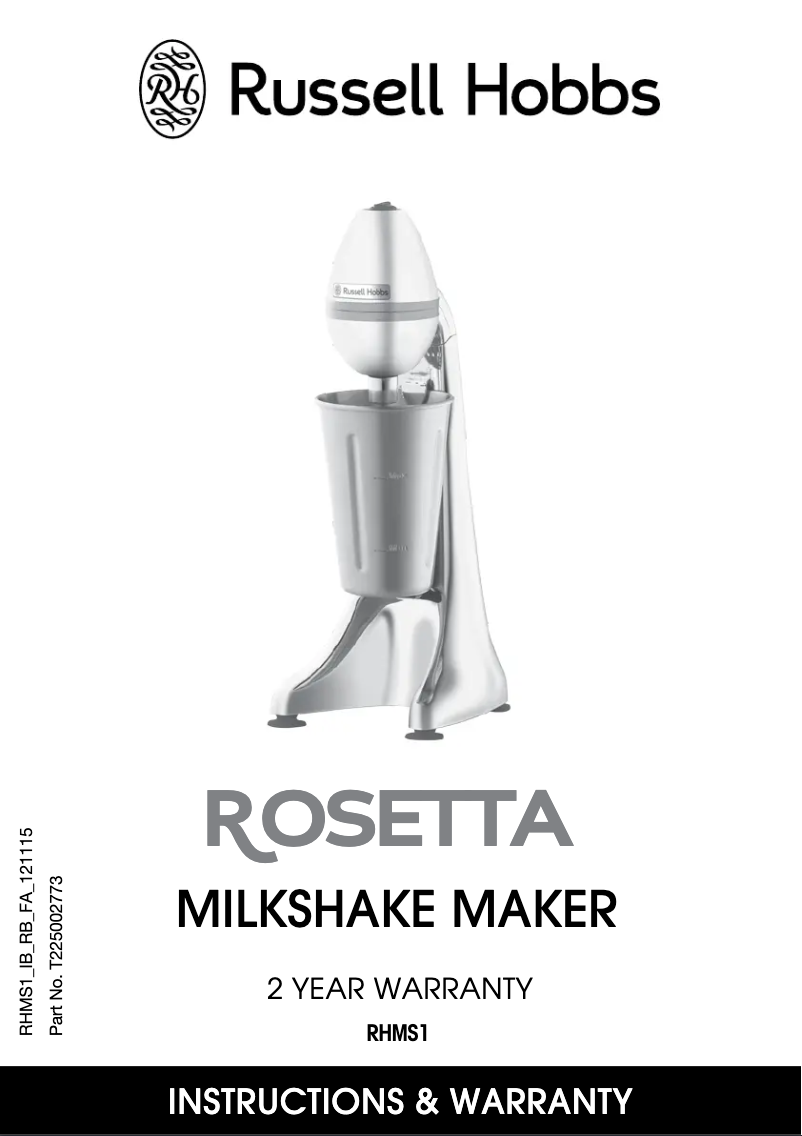 Page n°1 - Manuel utilisateur Russell Hobbs Rosetta RHMS1