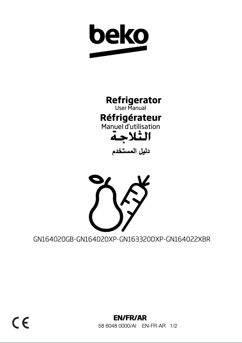 Page 1 de la notice Manuel utilisateur Beko GN164020XP