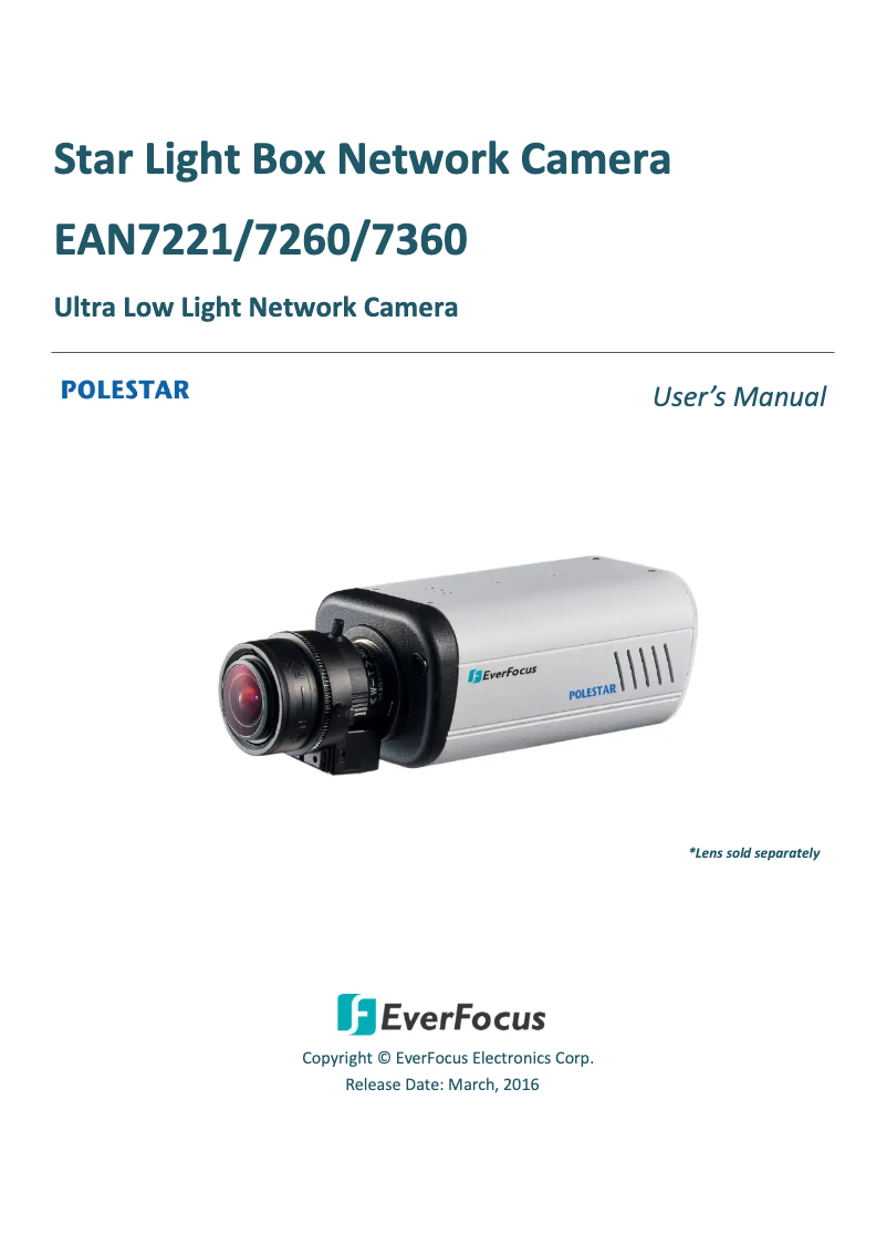 Page n°1 - Manuel utilisateur EverFocus Polestar EAN7221