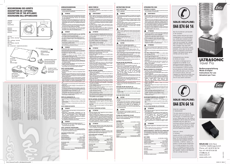 Image de la première page du manuel de l'appareil Travel