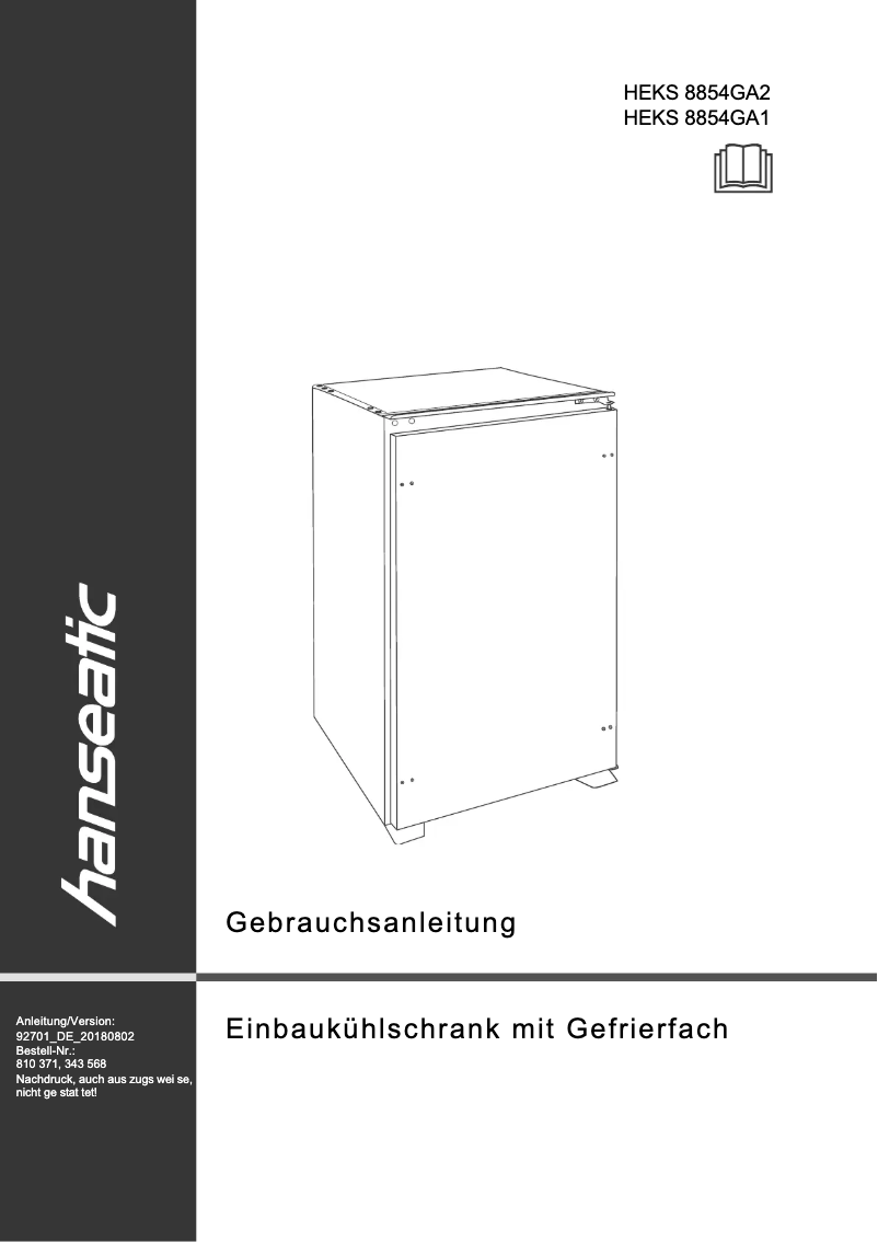 Page n°1 - Manuel utilisateur Hanseatic HEKS8854GA2