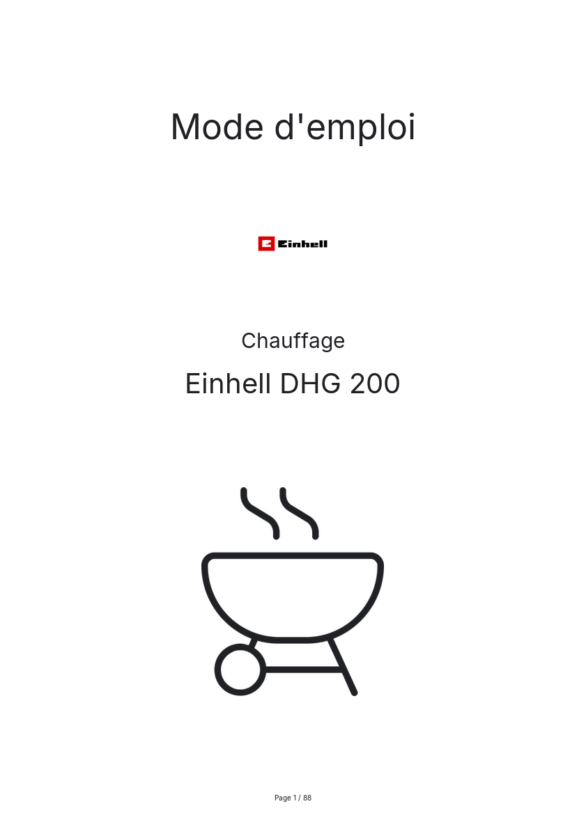Image de la première page du manuel de l'appareil DHG 200