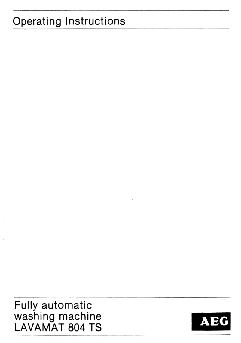 Page n°1 - Manuel utilisateur AEG Lavamat 804TS