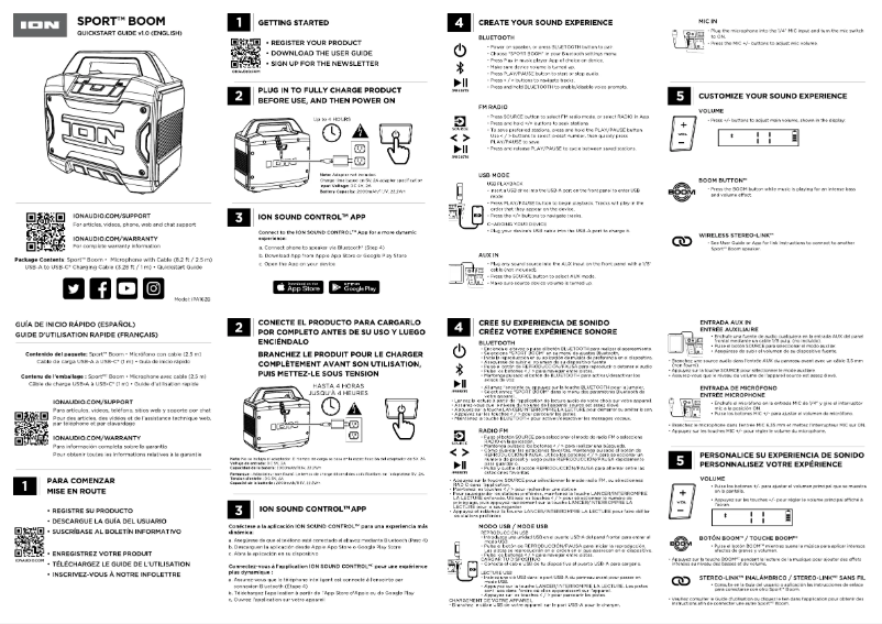 Página 1 del manual Guía de inicio rápido ION Sport Boom