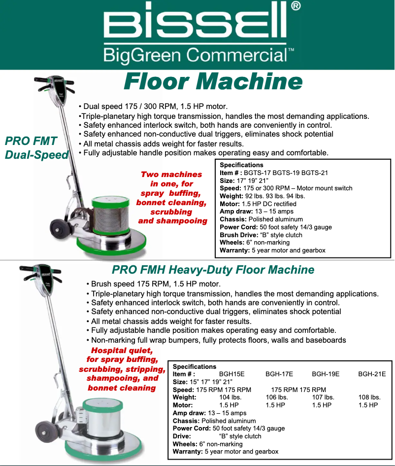 Page 1 de la notice Manuel utilisateur Bissell BGTS-17