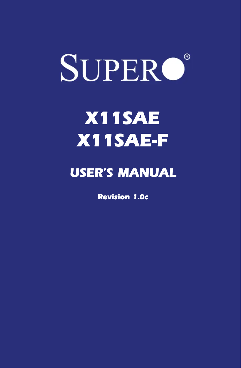 Page 1 de la notice Manuel utilisateur Supermicro X11SAE