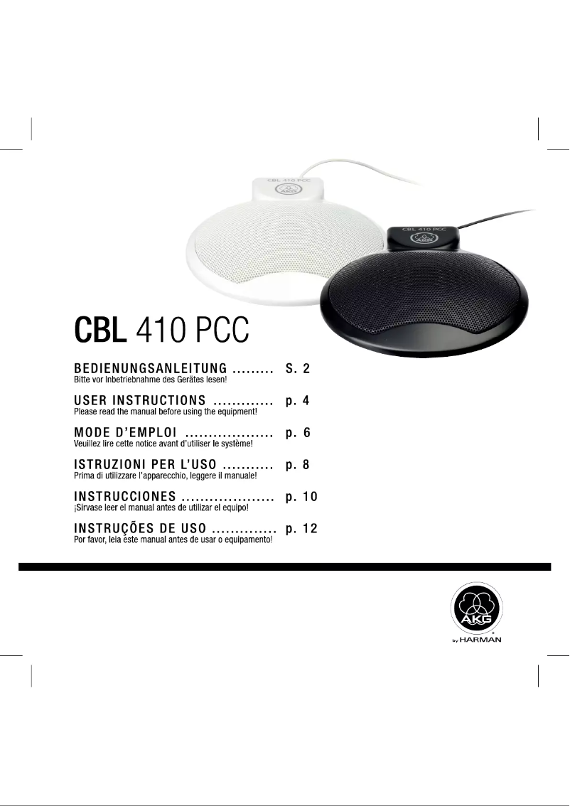 Page n°1 - Manuel utilisateur AKG CBL410 PCC
