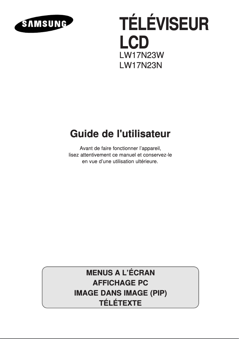 Page 1 de la notice Manuel utilisateur Samsung LW17N23N