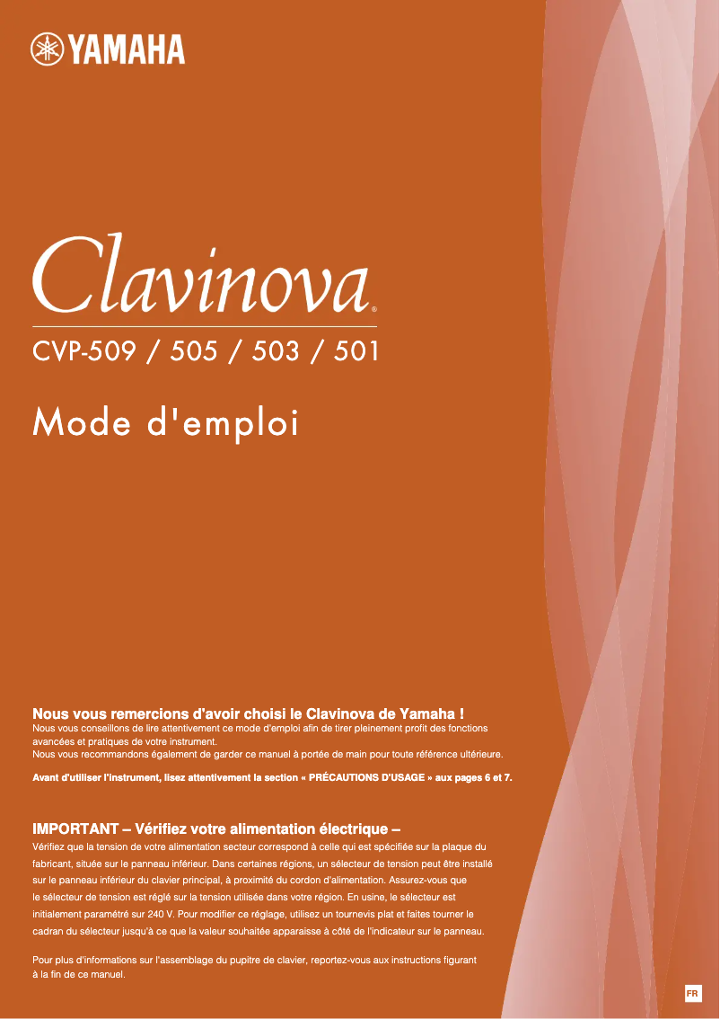 Image de la première page du manuel de l'appareil Clavinova CVP-501PE