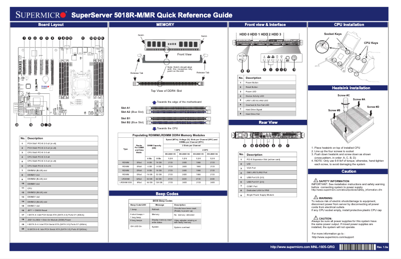 Page 1 de la notice Guide de démarrage rapide Supermicro SuperServer 5018R-M