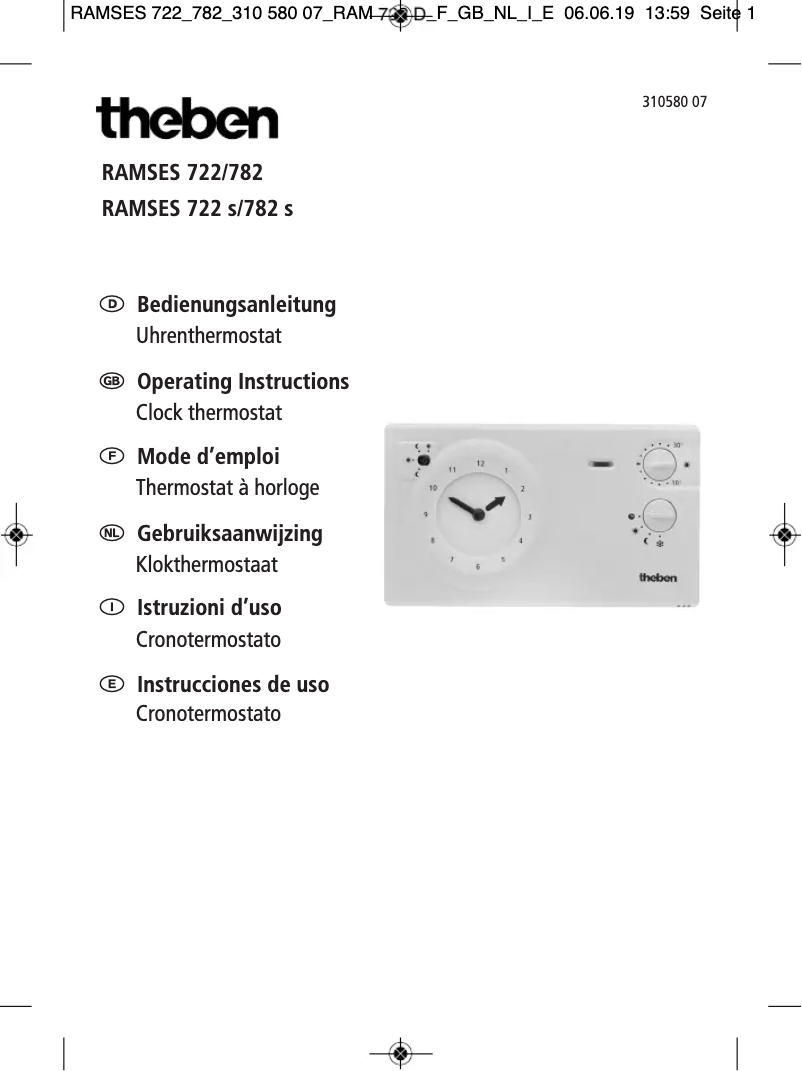 Page n°1 - Manuel utilisateur Theben Ramses 782 S