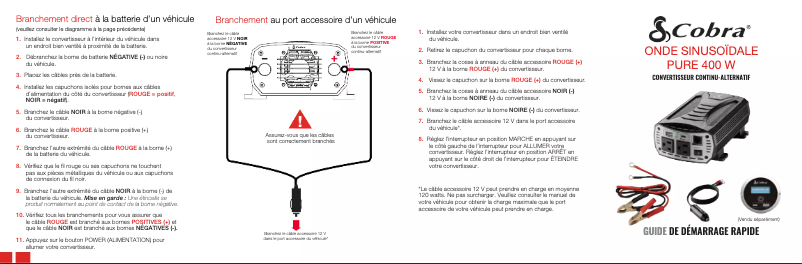 Page 1 de la notice Manuel utilisateur Cobra Pure Sine 400W