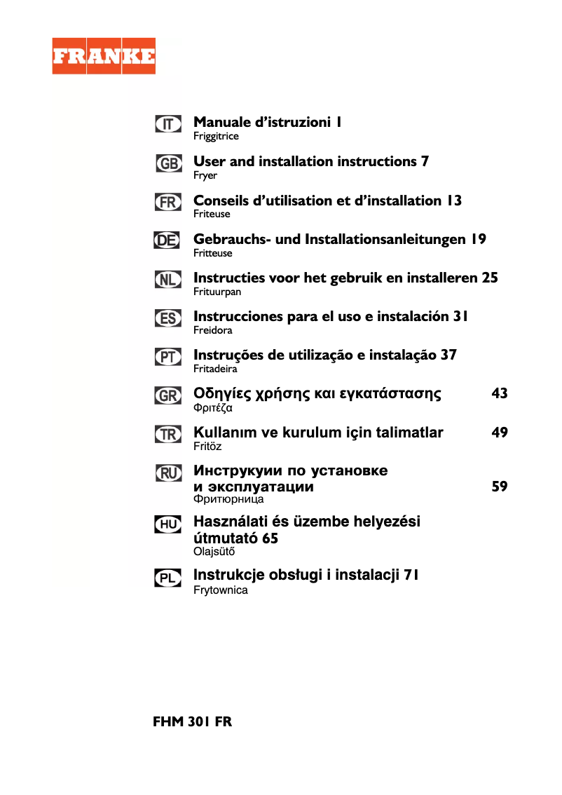 Image de la première page du manuel de l'appareil Bisel Freidora FHM 301 FR XS SP