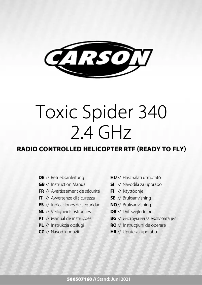 Image de la première page du manuel de l'appareil Toxic Spider 340
