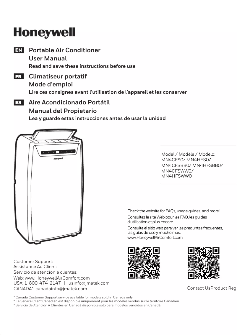 Page n°1 - Manuel utilisateur Honeywell MN4CFSBB0