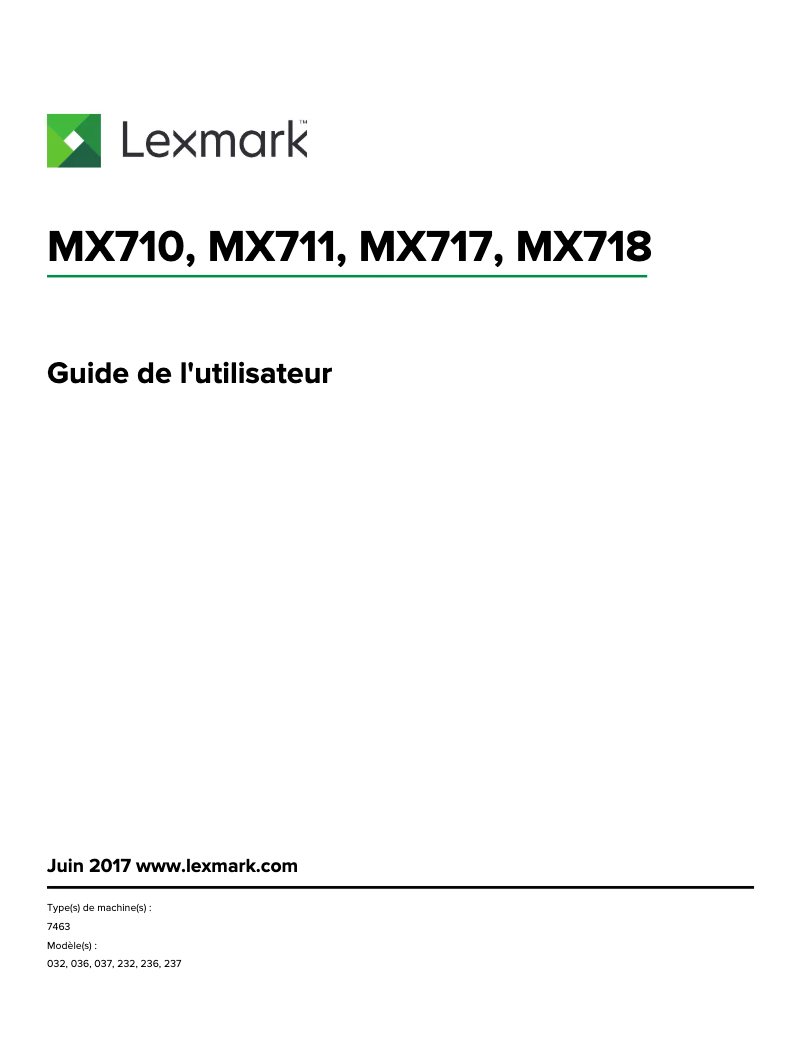 Image de la première page du manuel de l'appareil MX717