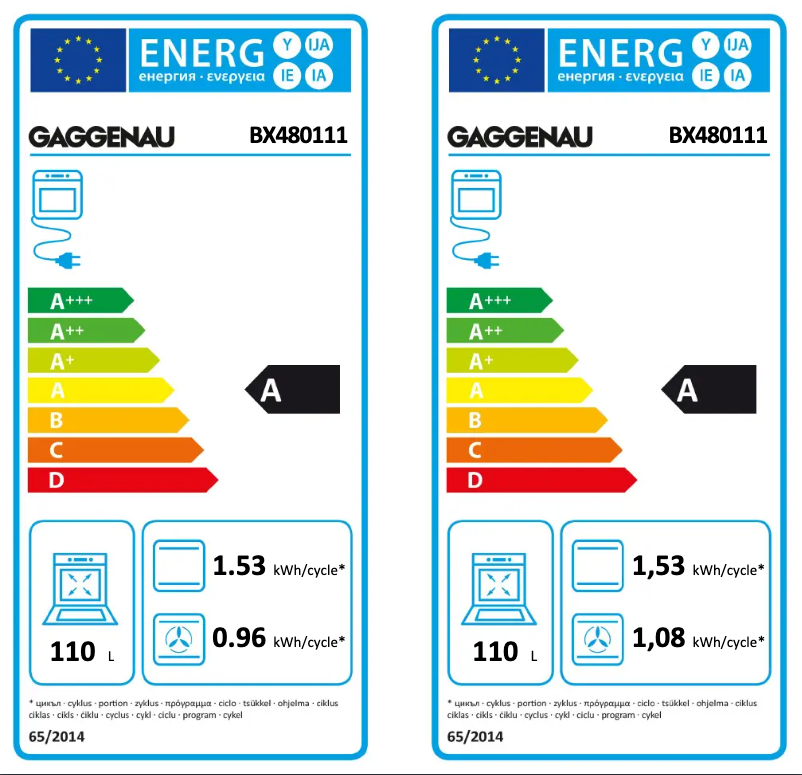 Page n°1 - Label énergétique Gaggenau BX480111