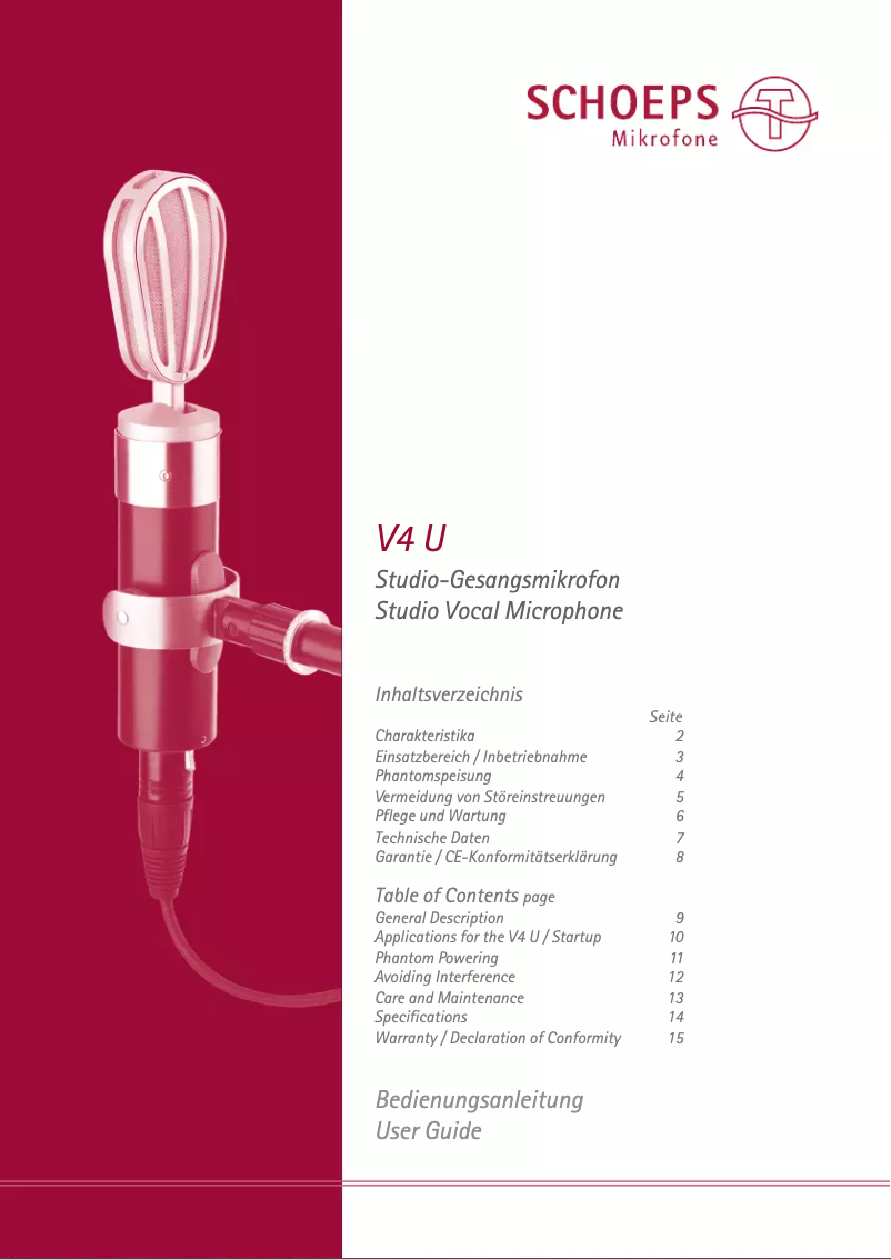 Page n°1 - Manuel utilisateur Schoeps V4 U