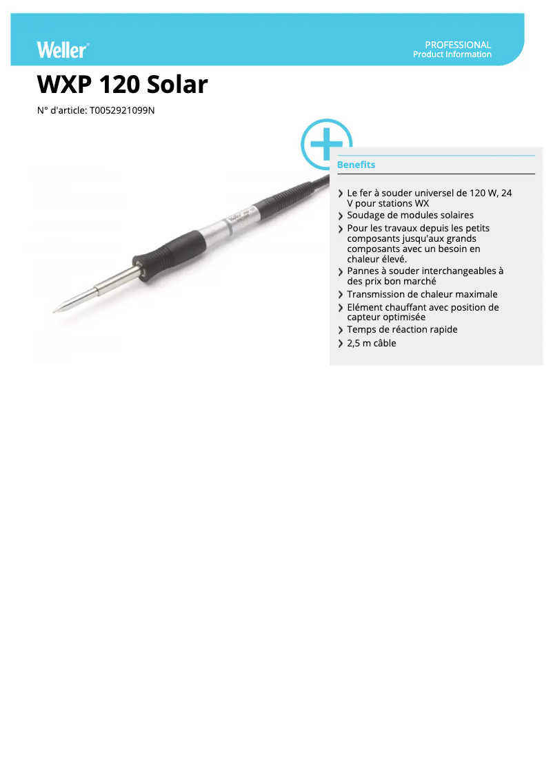 Image de la première page du manuel de l'appareil WXP 120 Solar