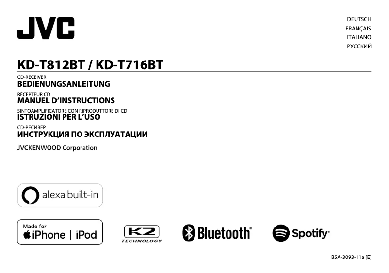 Page n°1 - Manuel utilisateur JVC KD-T812BT