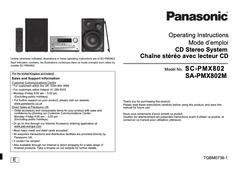 Page 1 de la notice Manuel utilisateur Panasonic SA-PMX802M