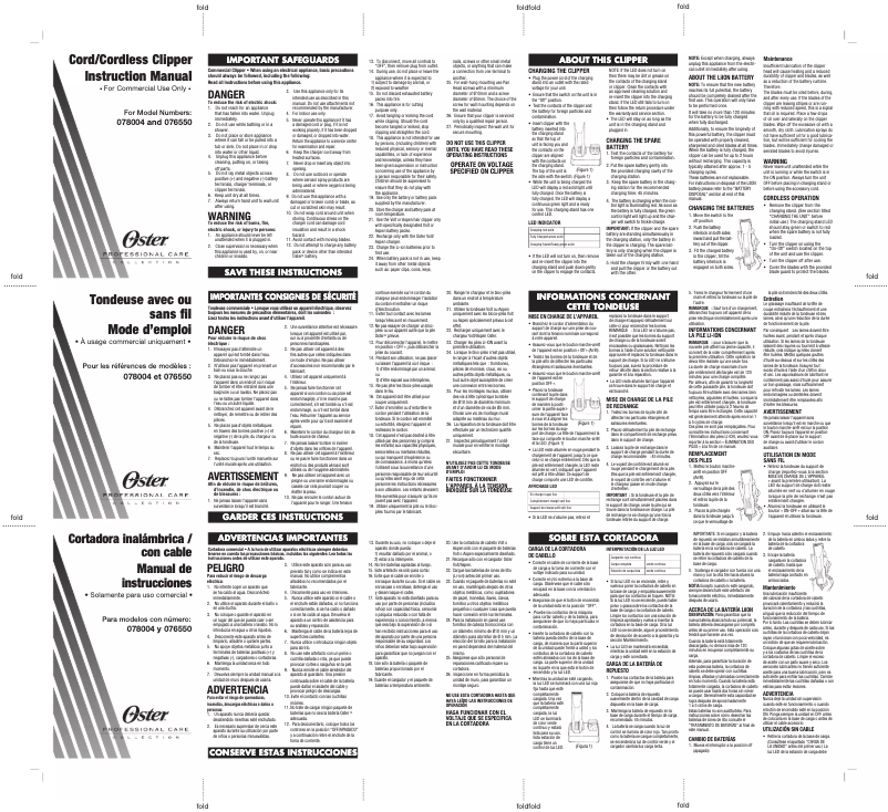 Page 1 de la notice Manuel utilisateur Oster Volt