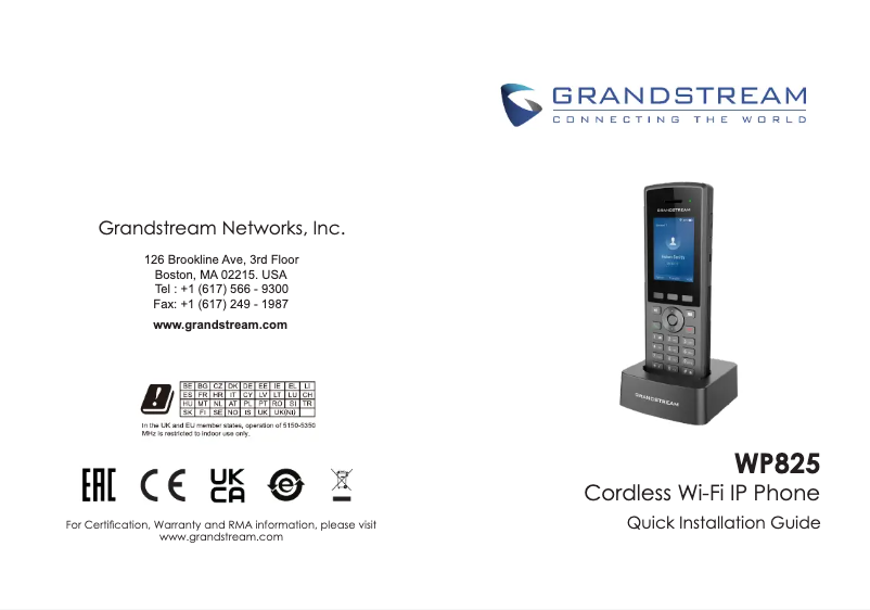 Page n°1 - Manuel utilisateur Grandstream WP825