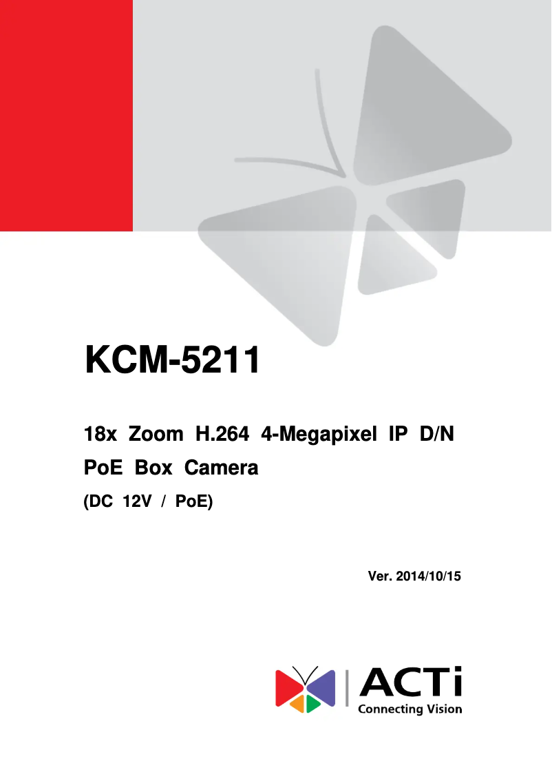 Page 1 de la notice Manuel utilisateur ACTi KCM-5211