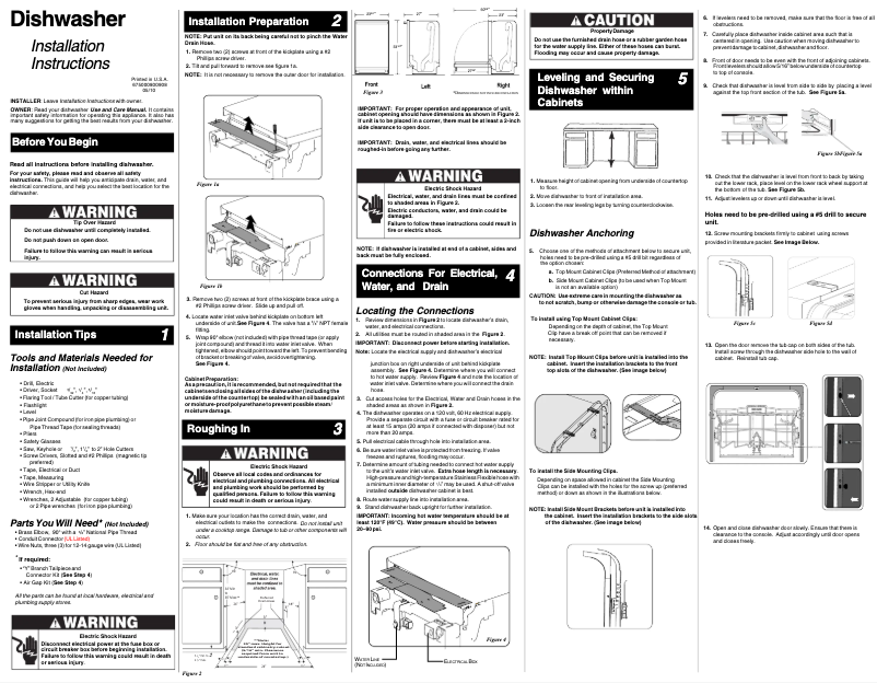 Page 1 de la notice Guide d'installation Electrolux EIDW5705PW