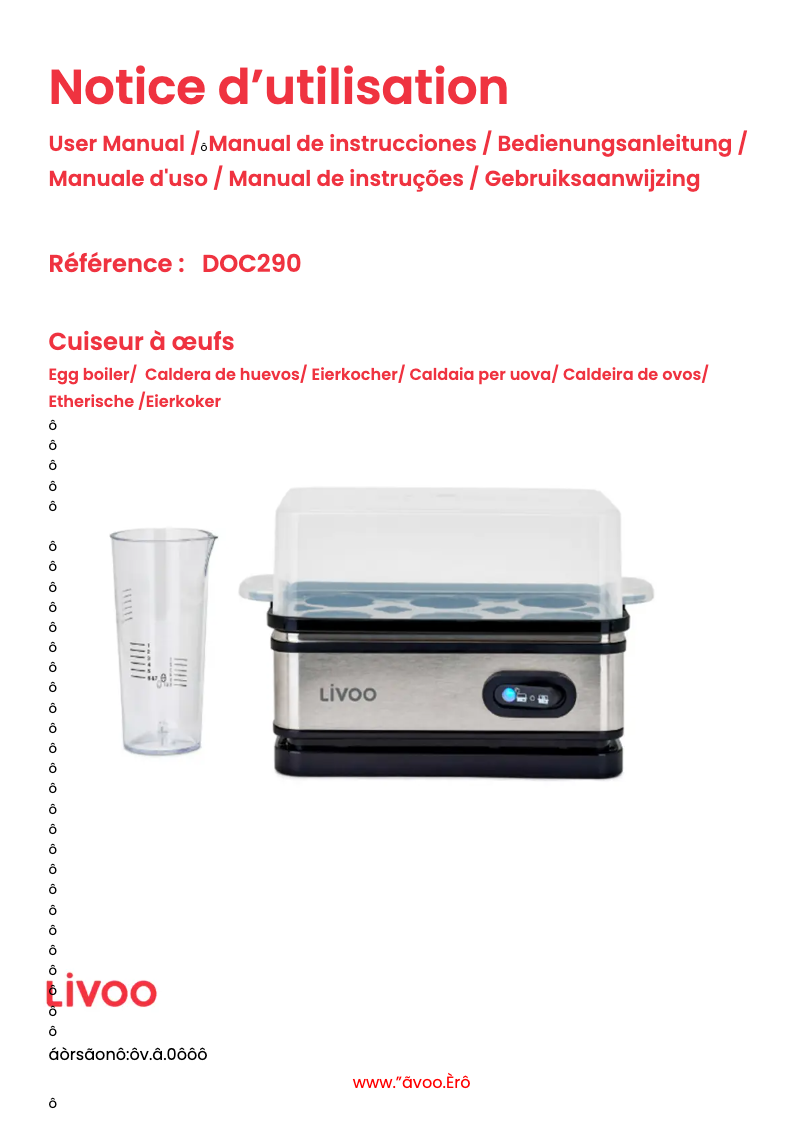 Page 1 de la notice Manuel utilisateur Livoo DOC290