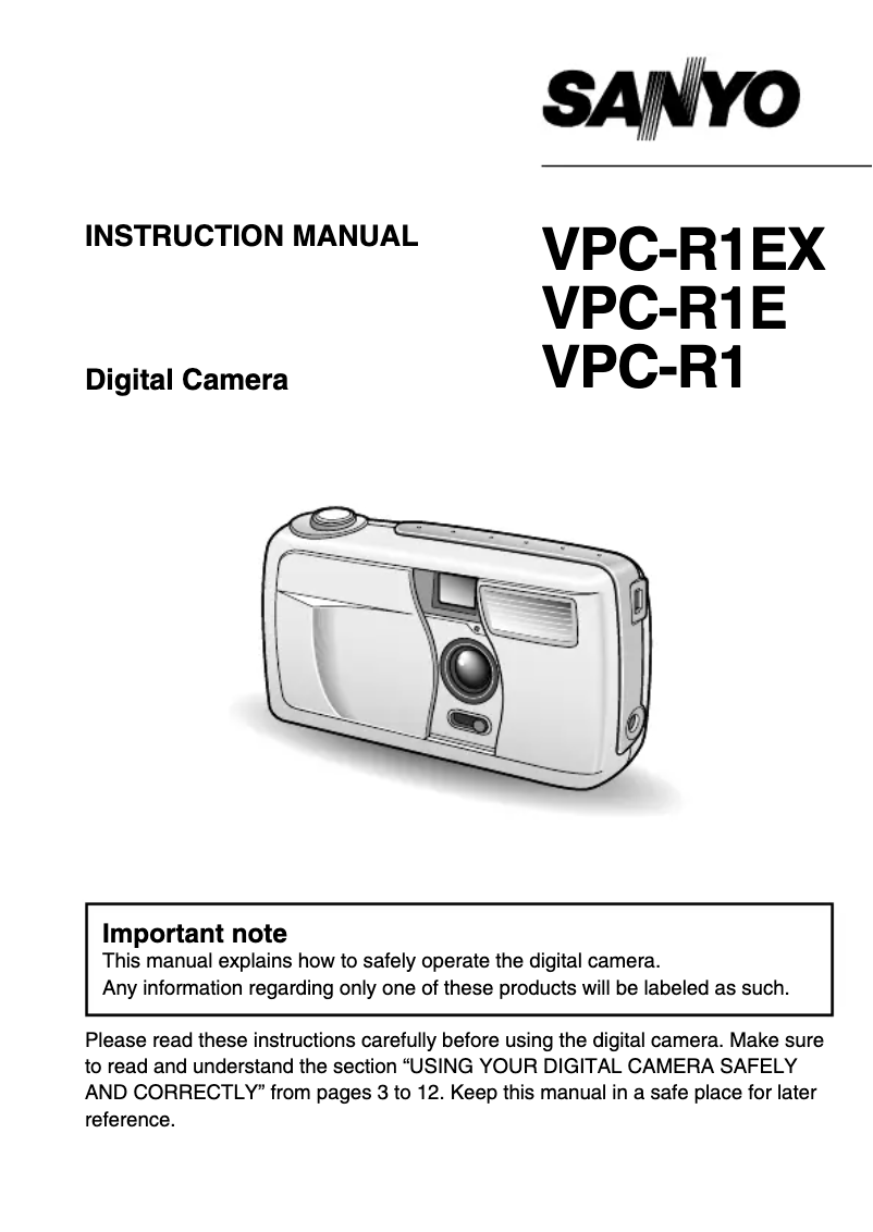 Page 1 de la notice Manuel utilisateur Sanyo VPC-R1E