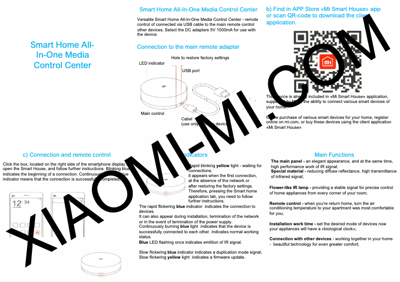 Page n°1 - Manuel utilisateur Xiaomi Smart Home All-In-One Media Control Center