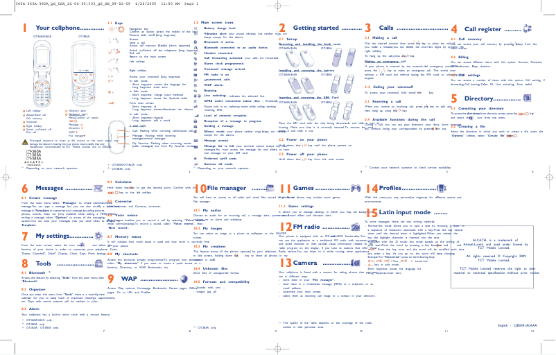 Image de la première page du manuel de l'appareil One Touch 383