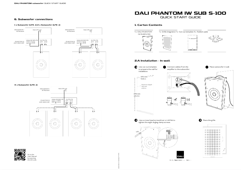 Página 1 del manual Guía de inicio rápido Dali Phantom IW SUB S-100