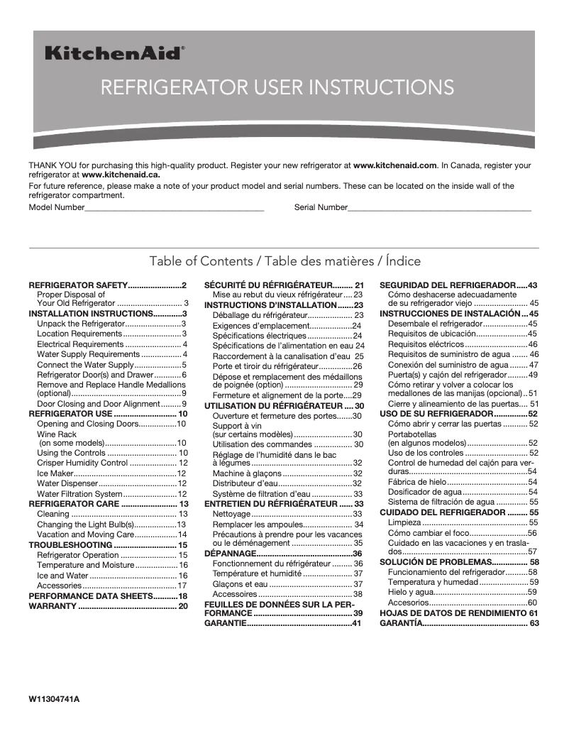 Imagen de la primera página del manual del dispositivo KRFF302E