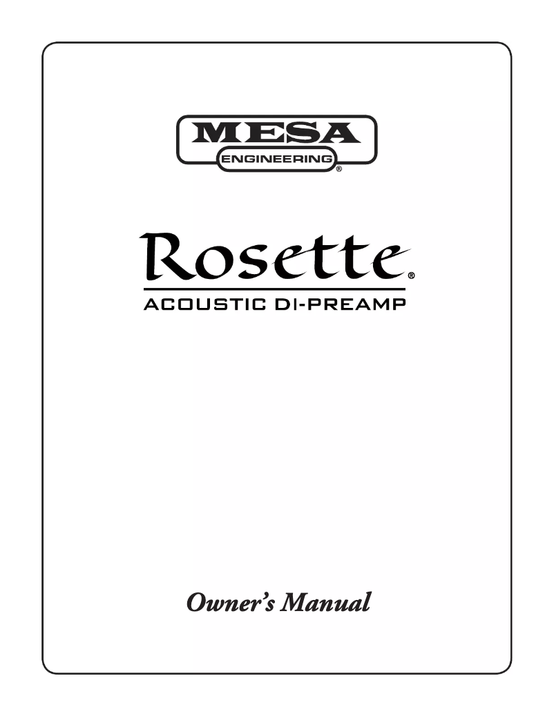 Page n°1 - Manuel utilisateur Mesa Boogie Rosette