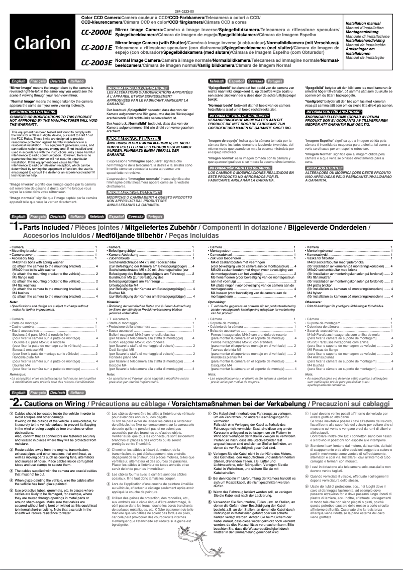 Page 1 de la notice Manuel utilisateur Clarion CC-2000E